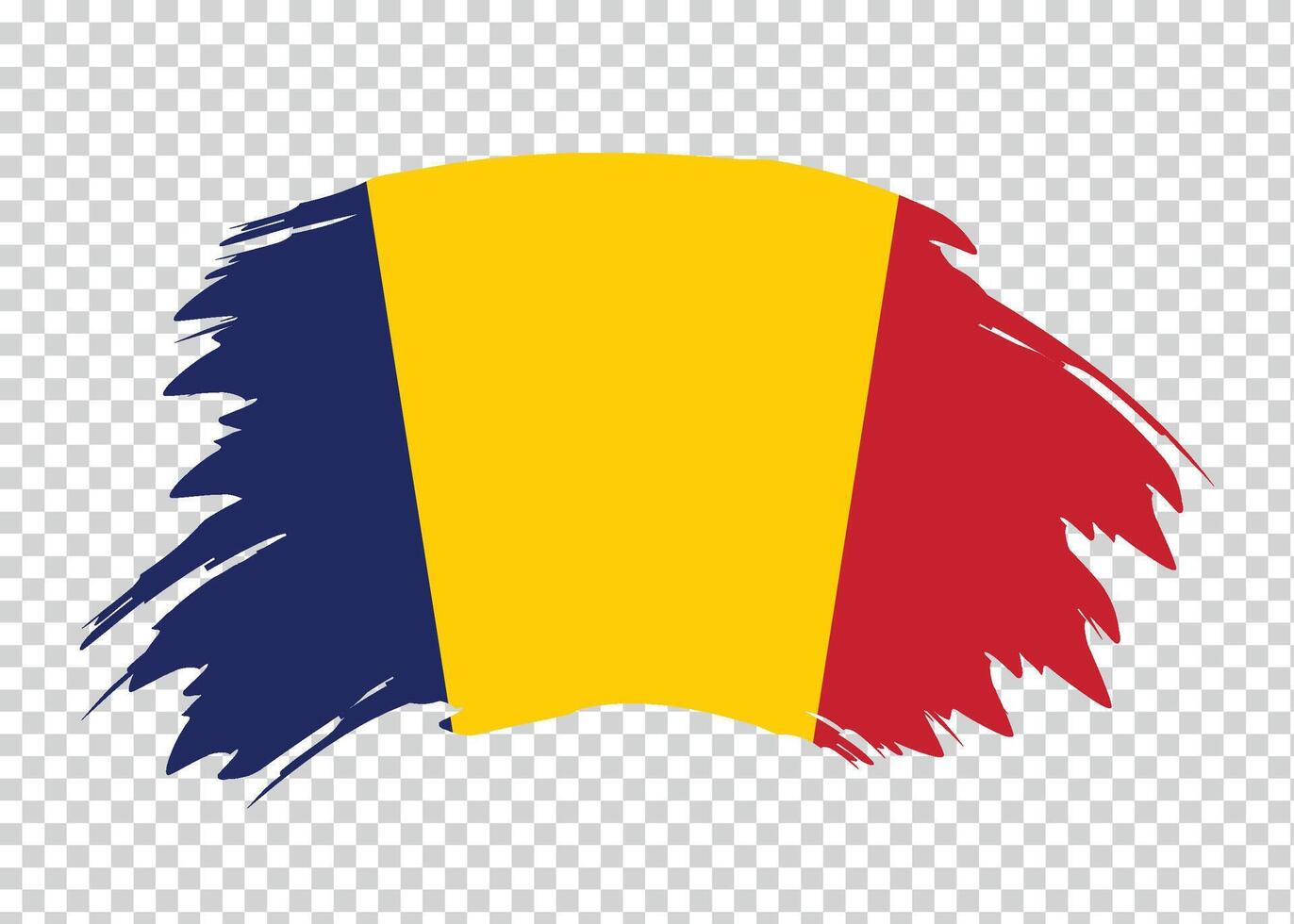 Flag of Chad with distressed paint stroke brush effect on isolated background vector