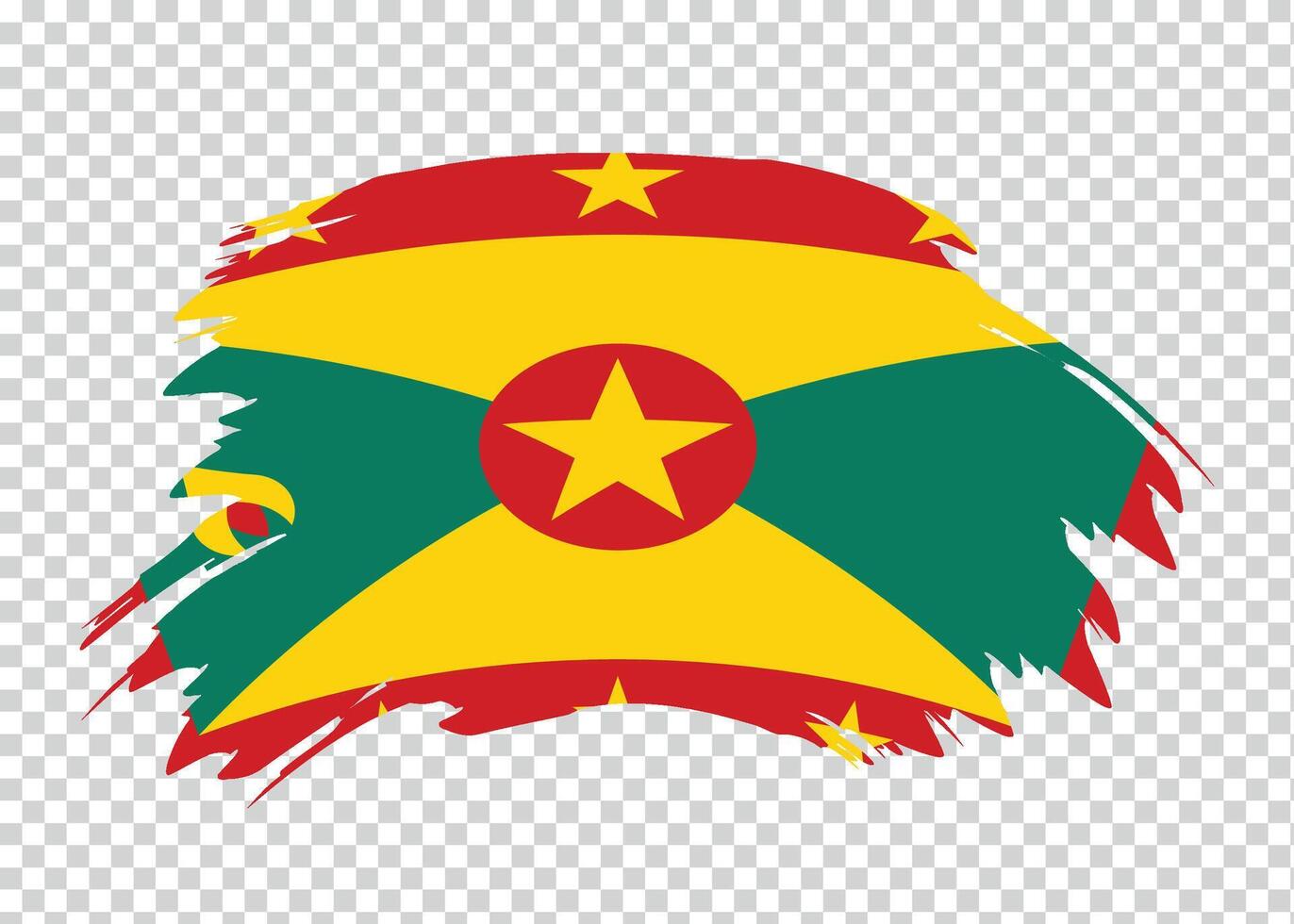 Flag of Grenada with distressed paint stroke brush effect on isolated background vector