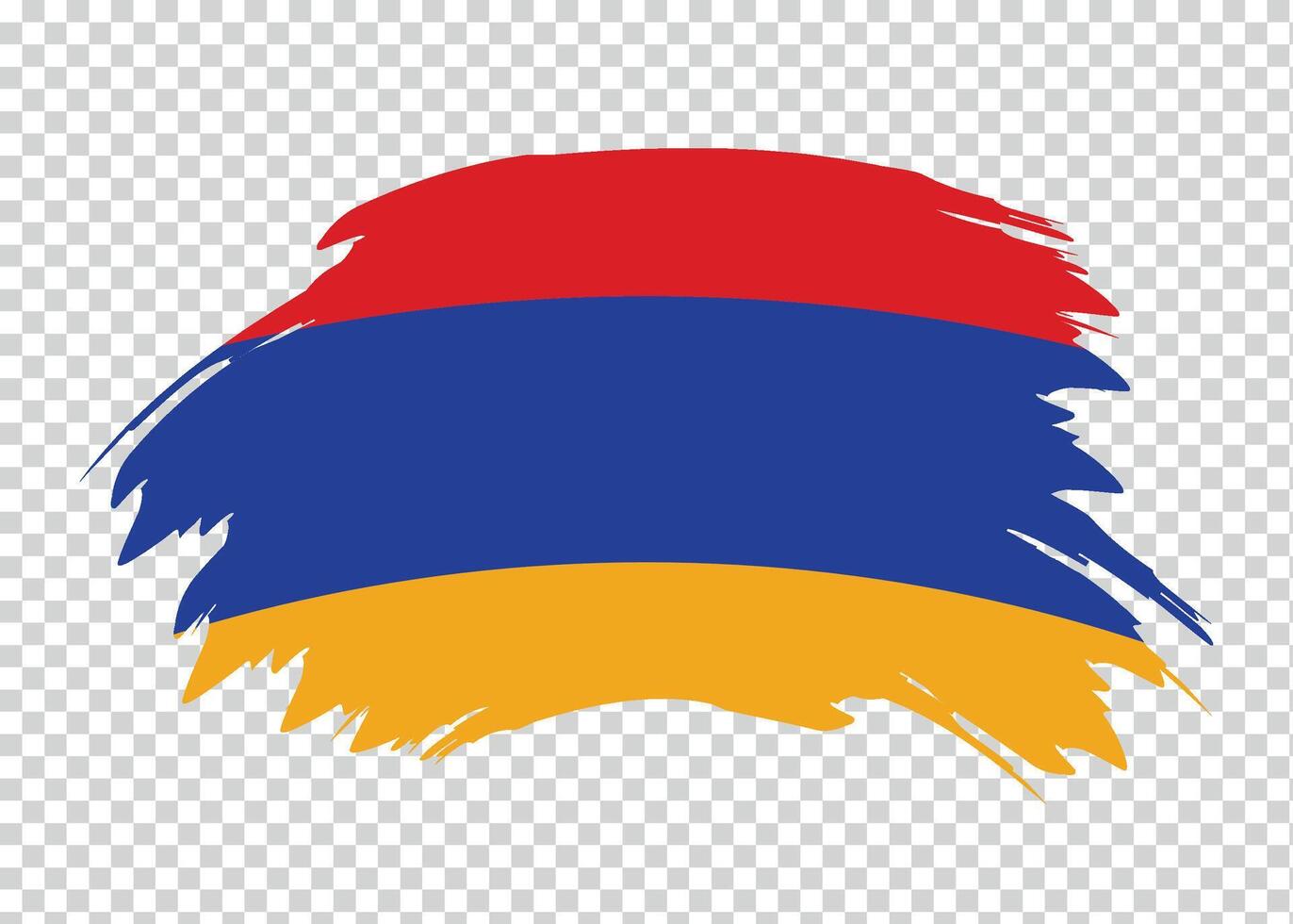 Flag of Armenia with distressed paint stroke brush effect on isolated background vector