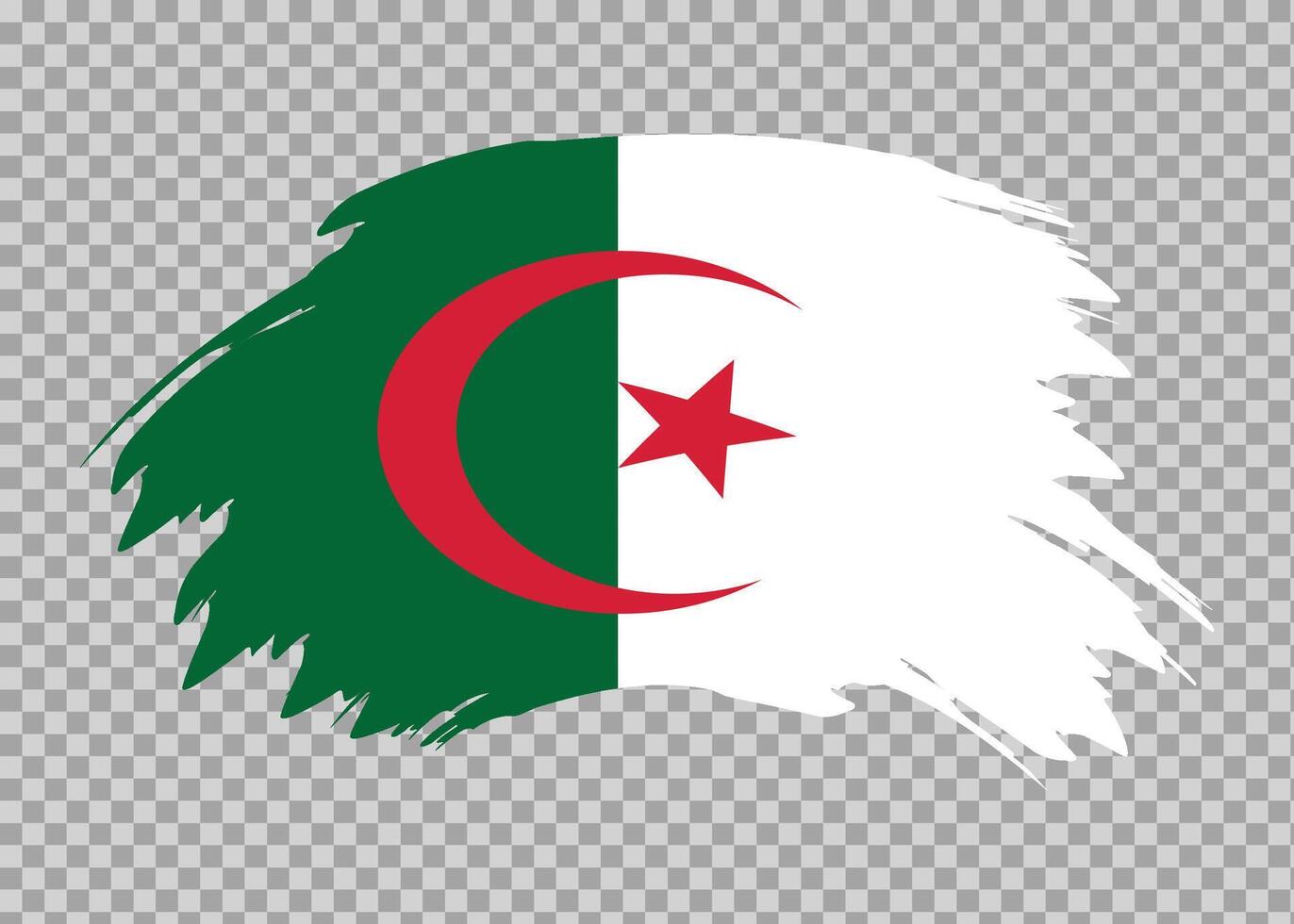 Flag of Algeria with distressed paint stroke brush effect on isolated background vector