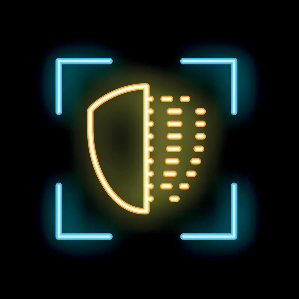 Neon half tone shield showing vulnerability in digital world vector