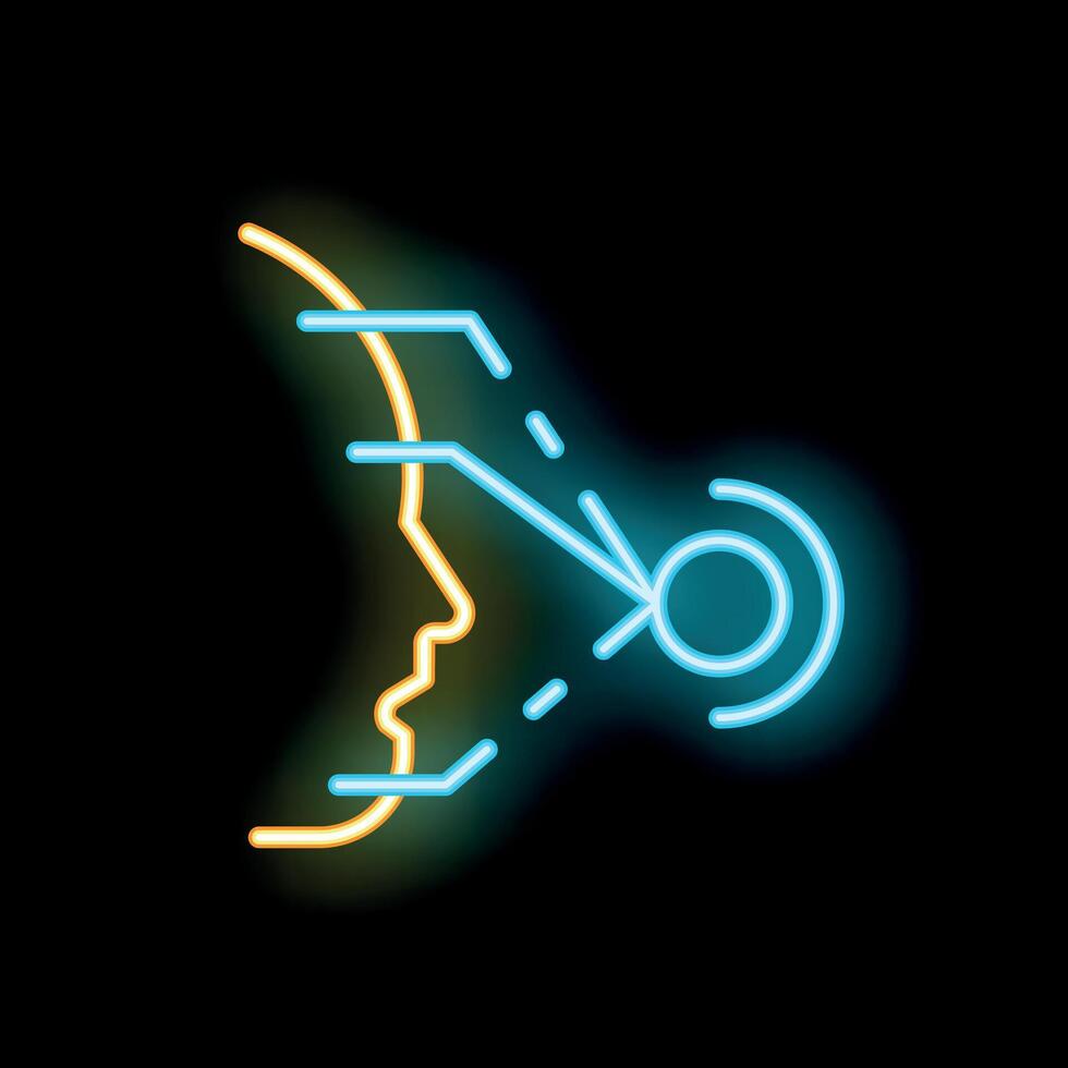 Neon sign representing artificial intelligence recognizing a human face vector