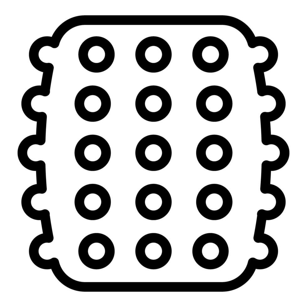 Square waffle with syrup holes, breakfast food icon, simple black line drawing vector