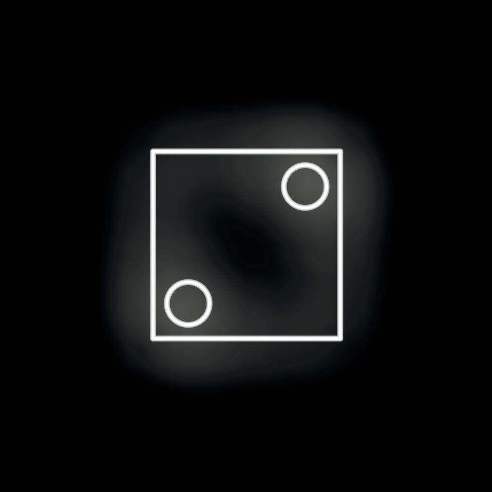 Neon dice two showing on black background vector