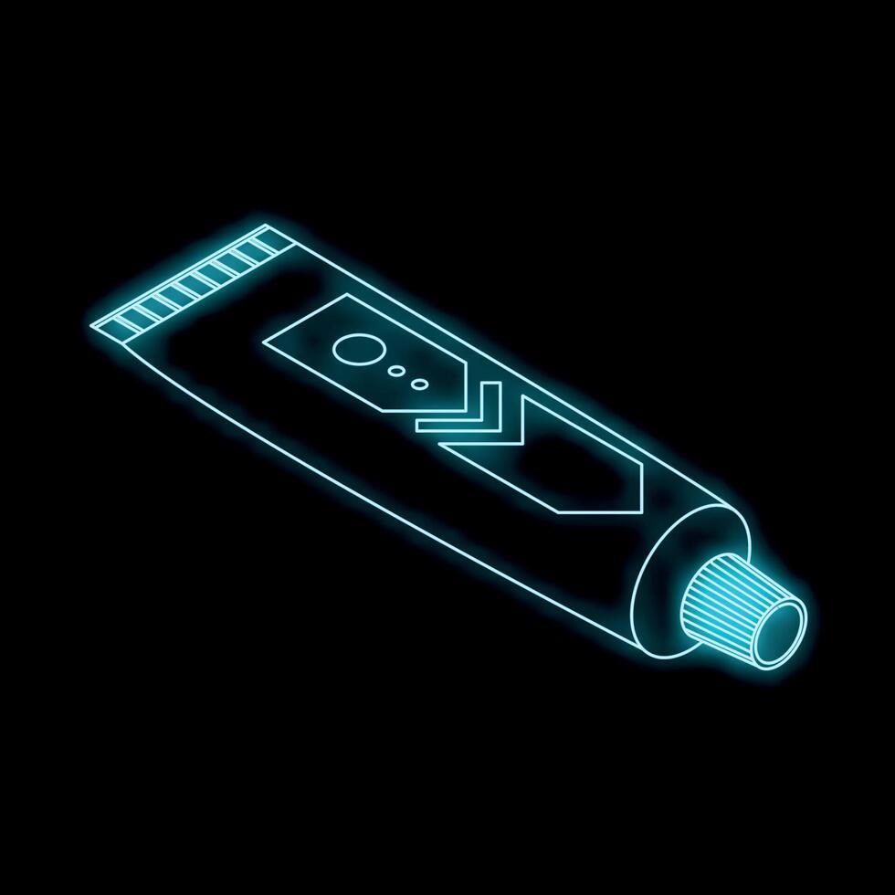Neon tube of ointment or cosmetic cream isometric view vector