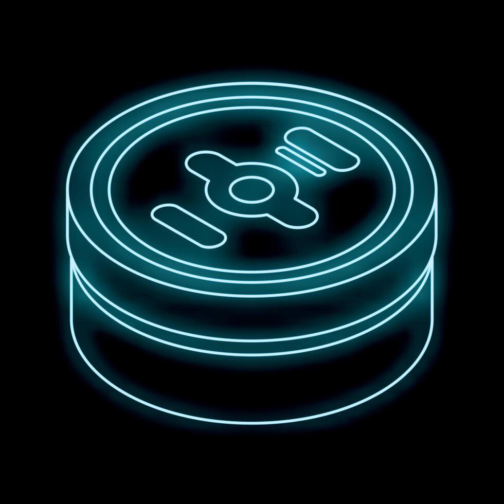 Glowing neon line robot vacuum cleaner icon isolated on black background for smart house assistant concept vector