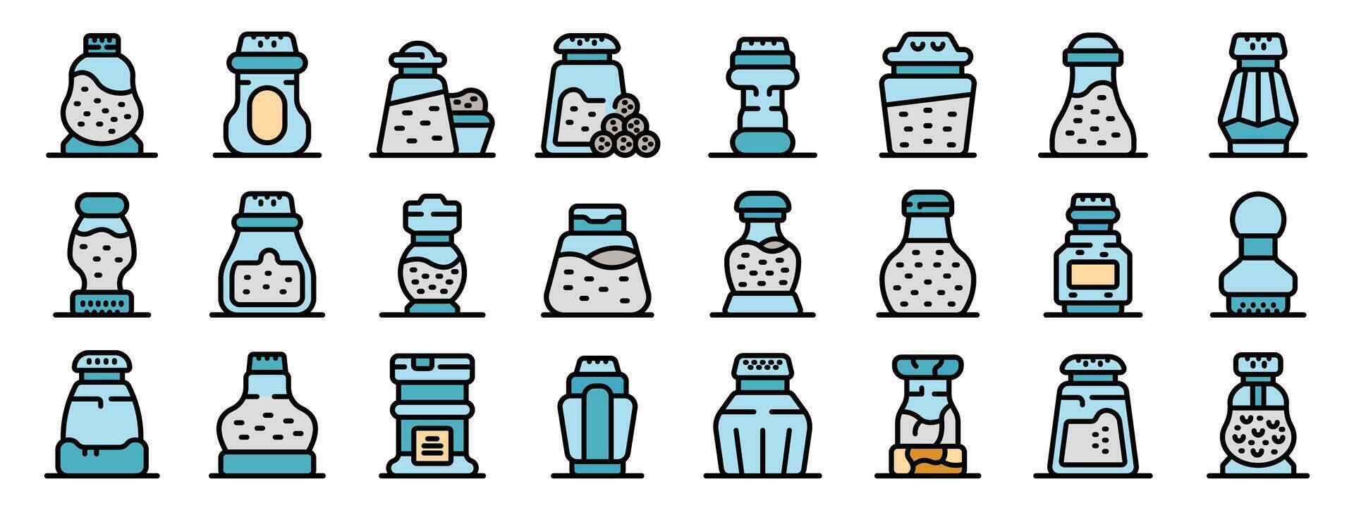Salt and pepper shakers adding flavor to meals, a collection of culinary icons vector