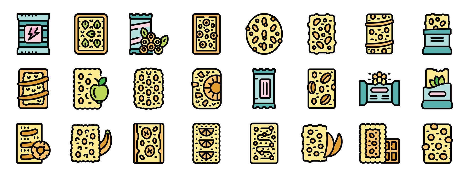 Cereal bars with nuts, seeds, chocolate, fruits and other ingredients providing energy boost vector