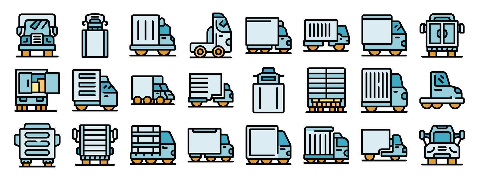 Truck icons showing cargo delivery and transportation services vector