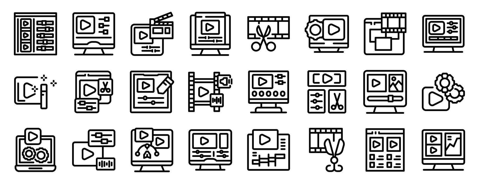editor icon set. editing software and tools for professional content creation and post production vector