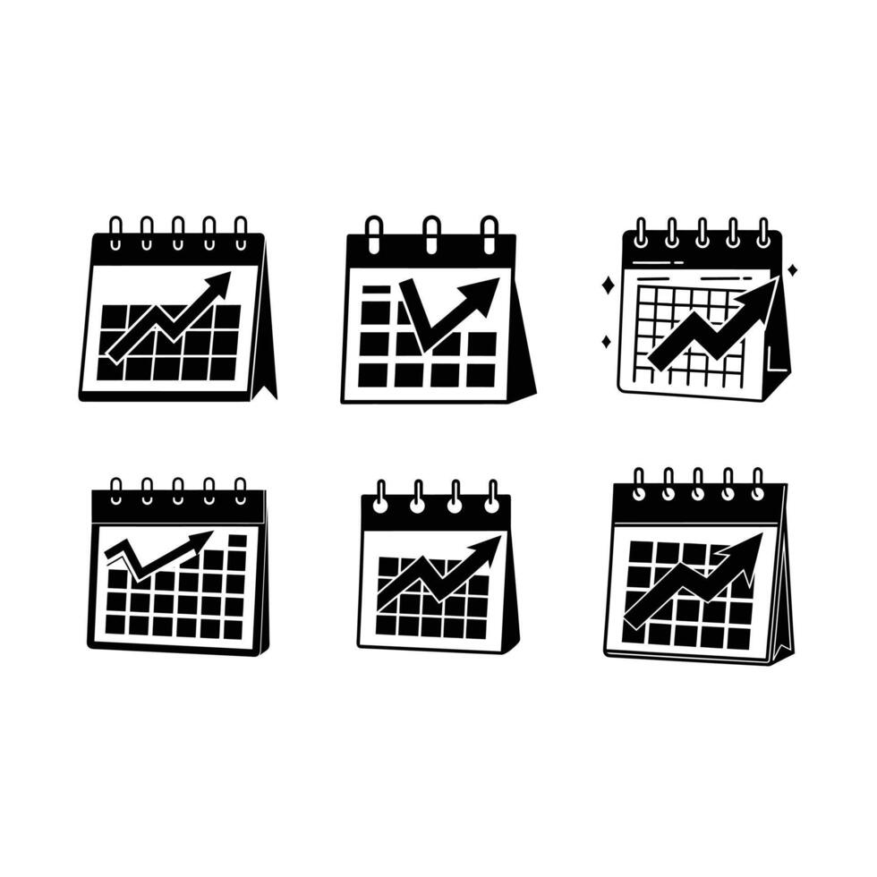 Calendar with Upward Trend - and Linocut Silhouette Design vector