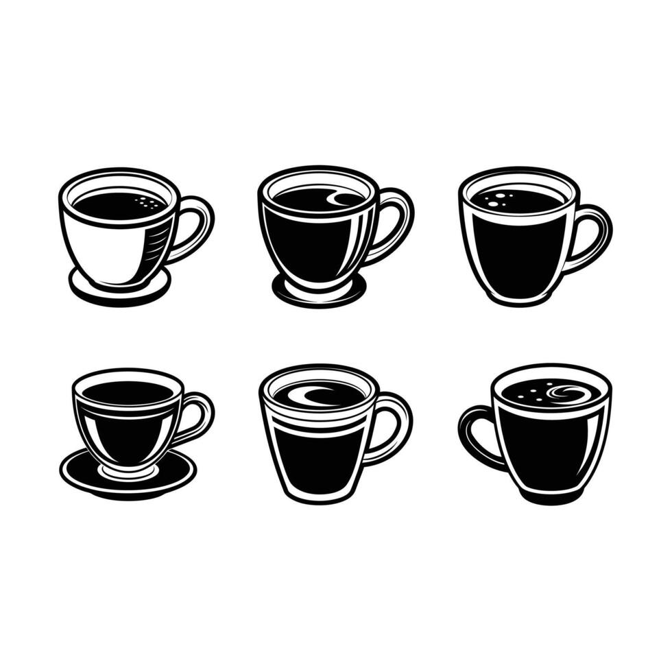 Coffee Cup Illustration - and Linocut Silhouette Design vector