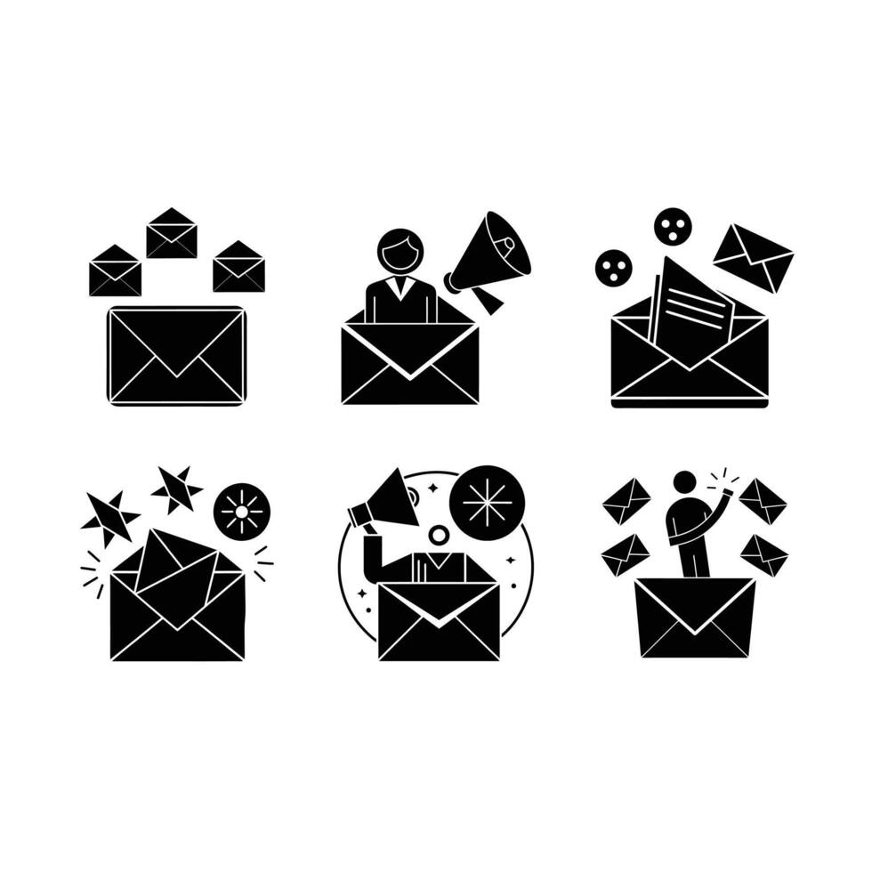 Email Marketing - and Linocut Silhouette Design vector