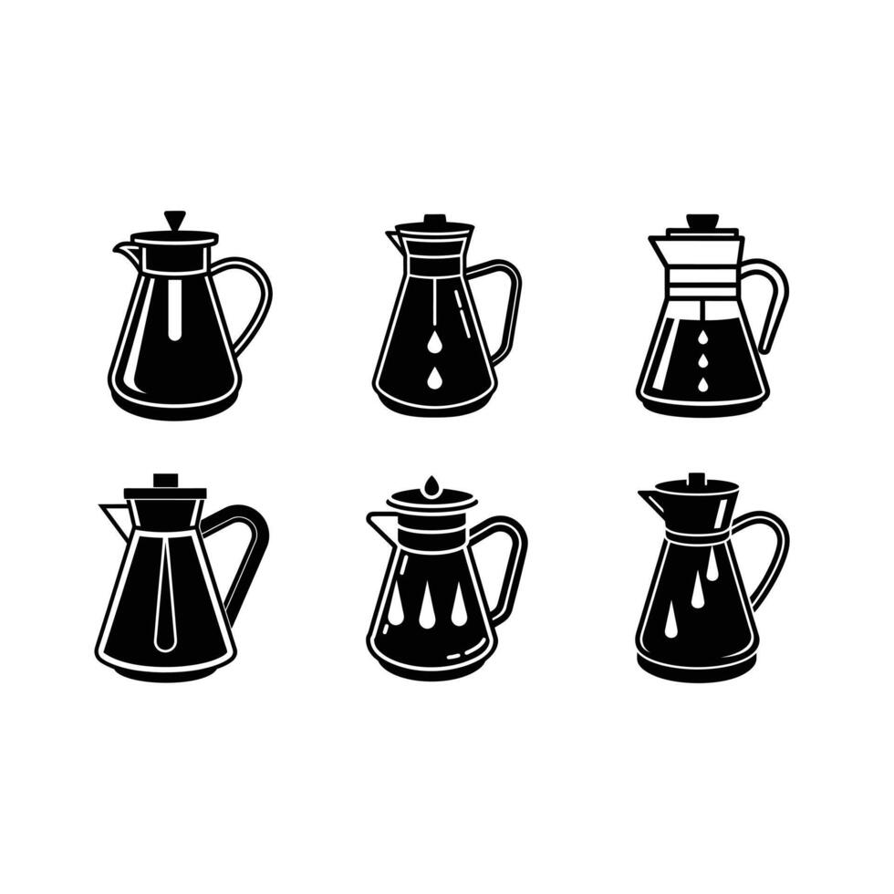 Drip Coffee Pot - and Linocut Silhouette Design vector