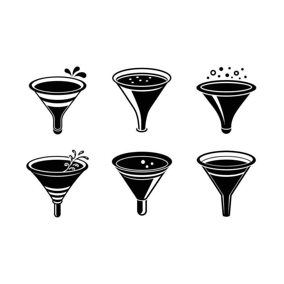 Funnel Linocut Silhouette Design vector