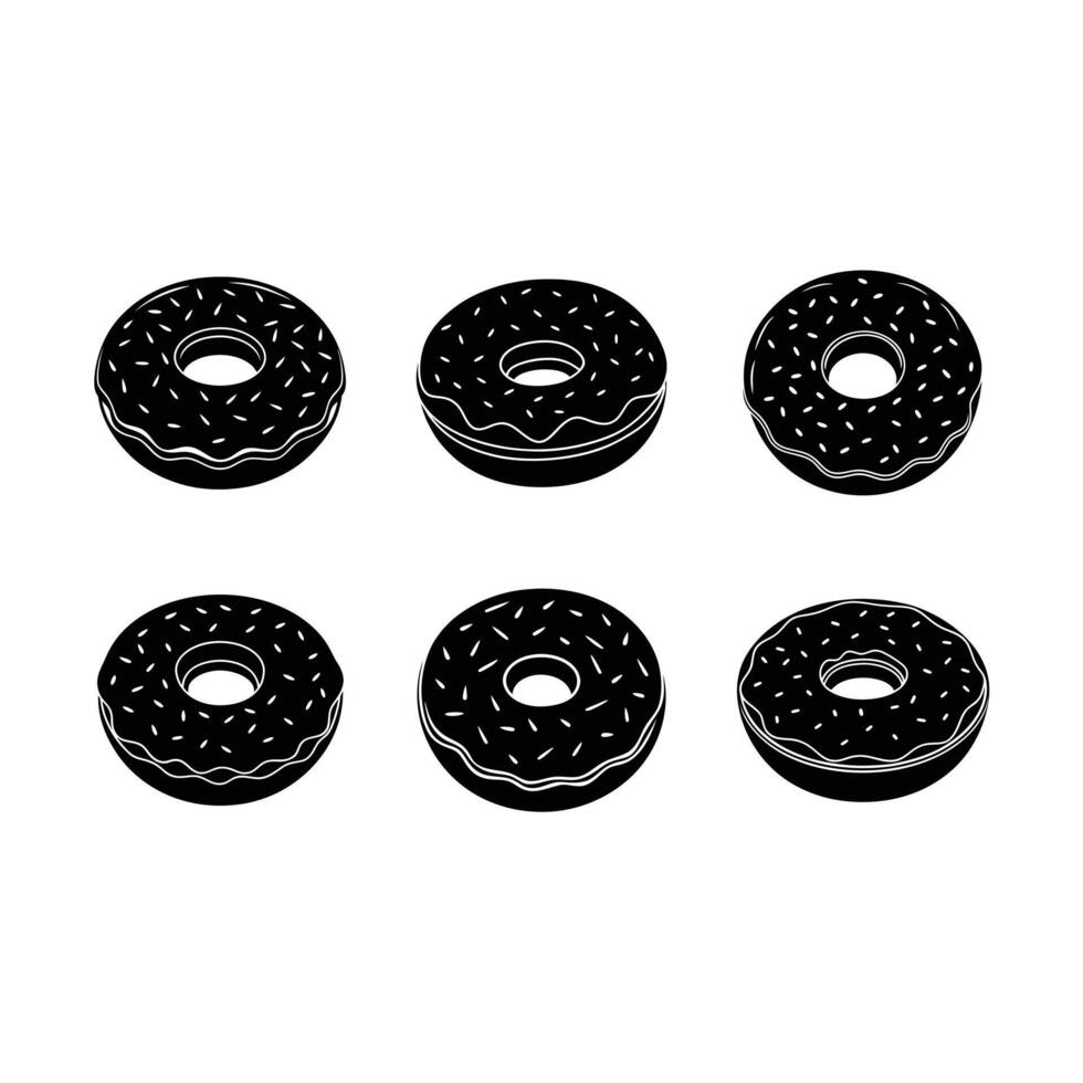 Donut Design - and Linocut Silhouette Illustration vector