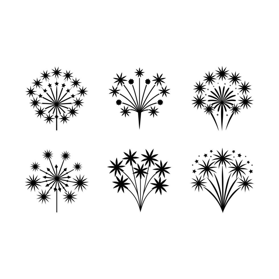 Cluster Firework Illustration - and Linocut Silhouette Design vector