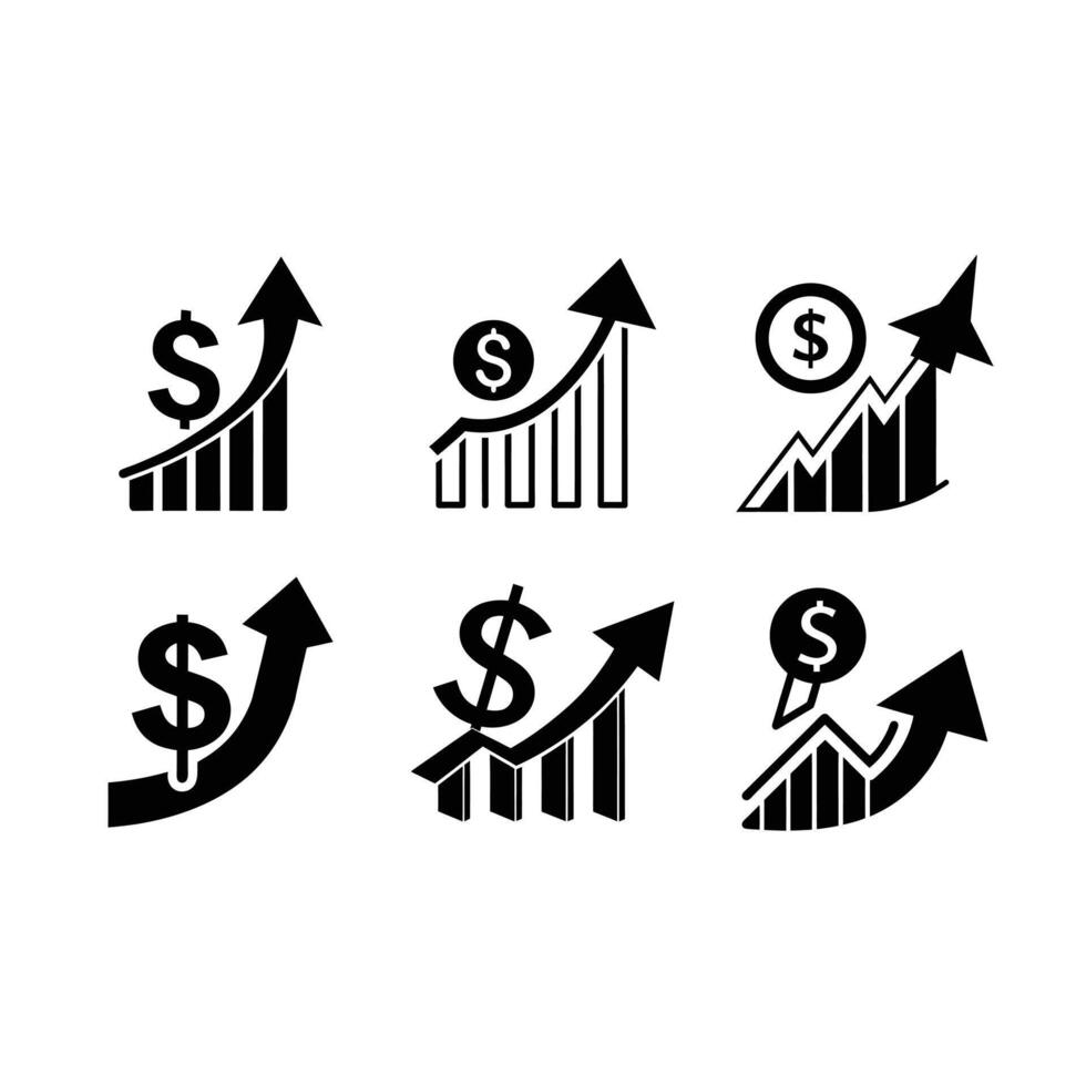 Dollar Sign Rising and Linocut Silhouette Design vector