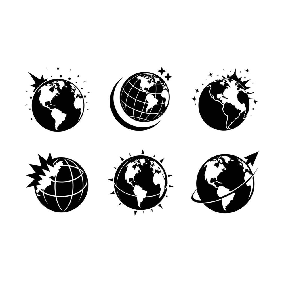 Globe Expanding with and Linocut Silhouette Design vector