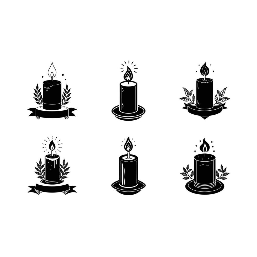 Candle Invitation - and Linocut Silhouette Design vector