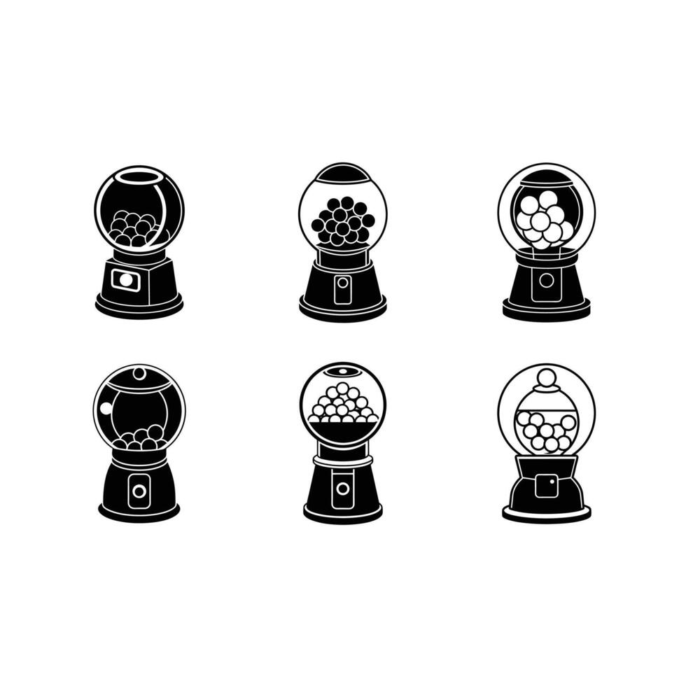 and Linocut Silhouette Design of Gumball Machine vector