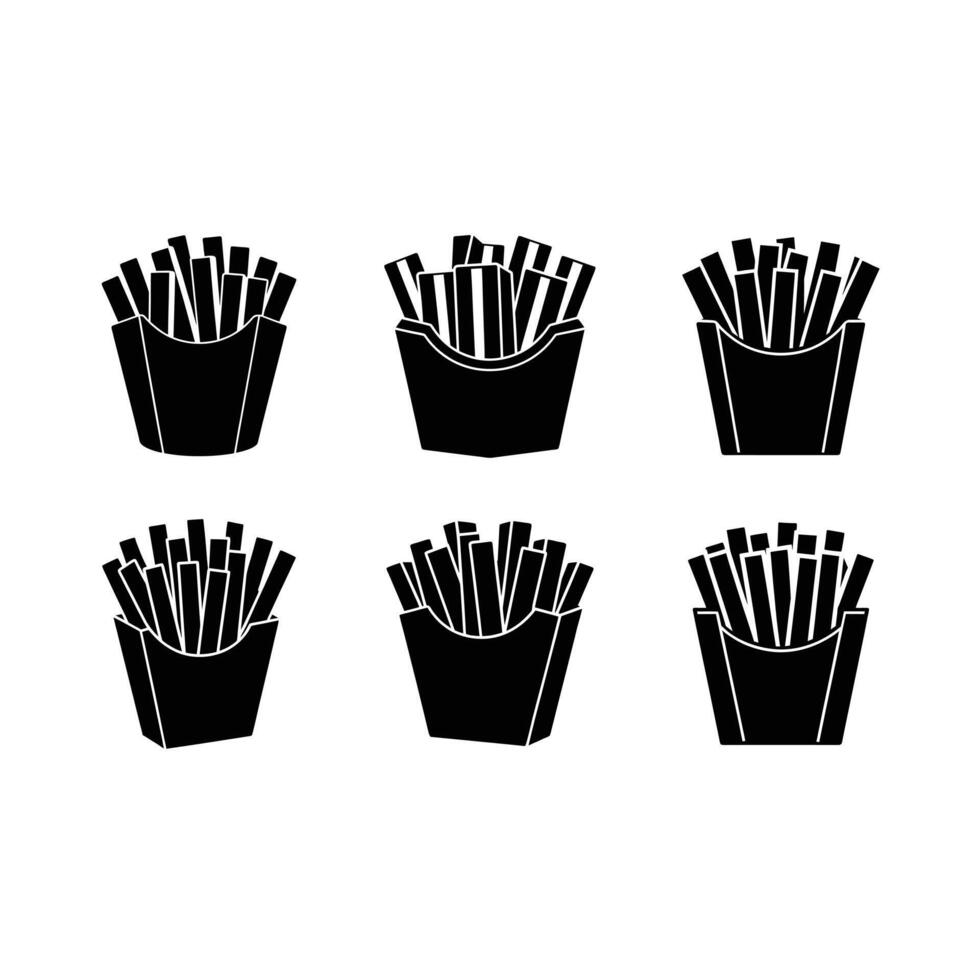 Fries and Linocut Silhouette Design vector