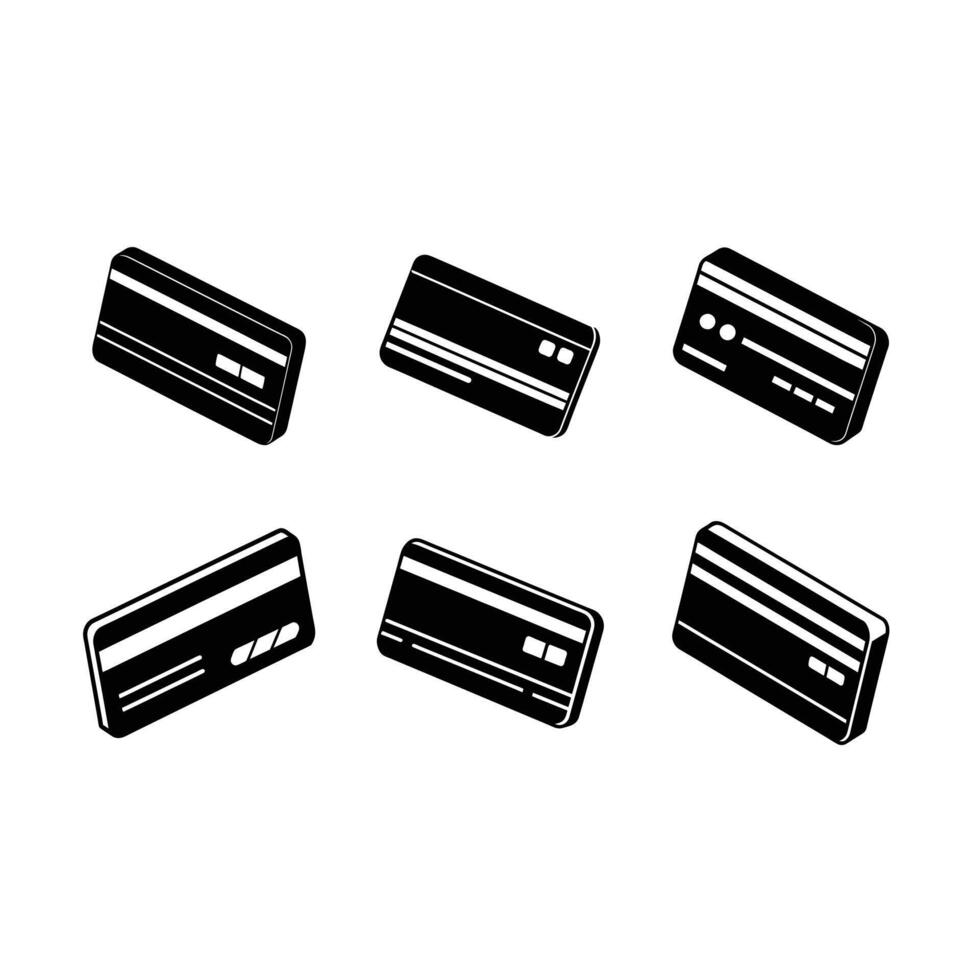 Credit Card and Linocut Silhouette Design vector