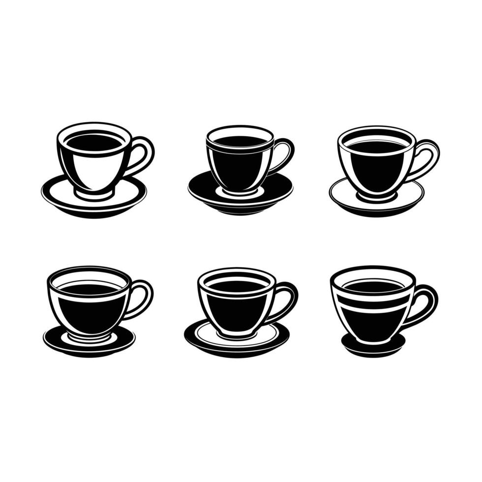 Espresso Cup Design - and Linocut Silhouette Illustration vector