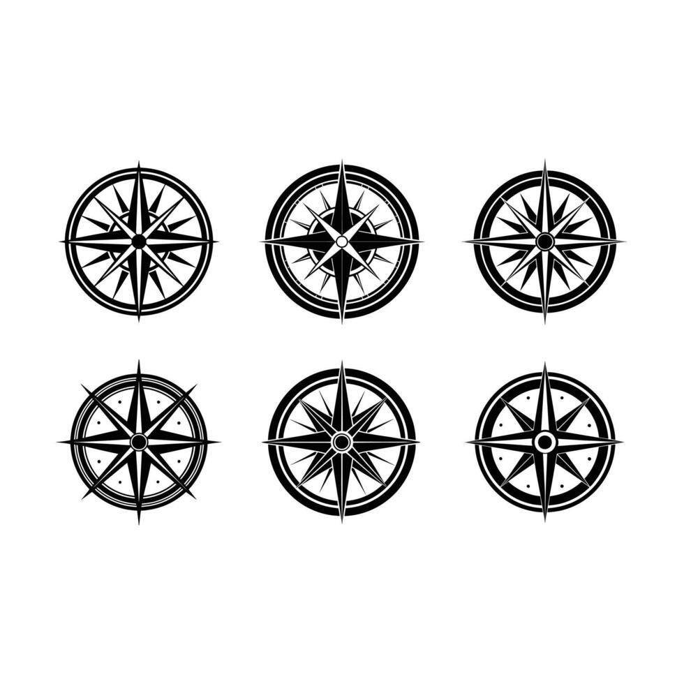 Compass - and Linocut Silhouette Design vector