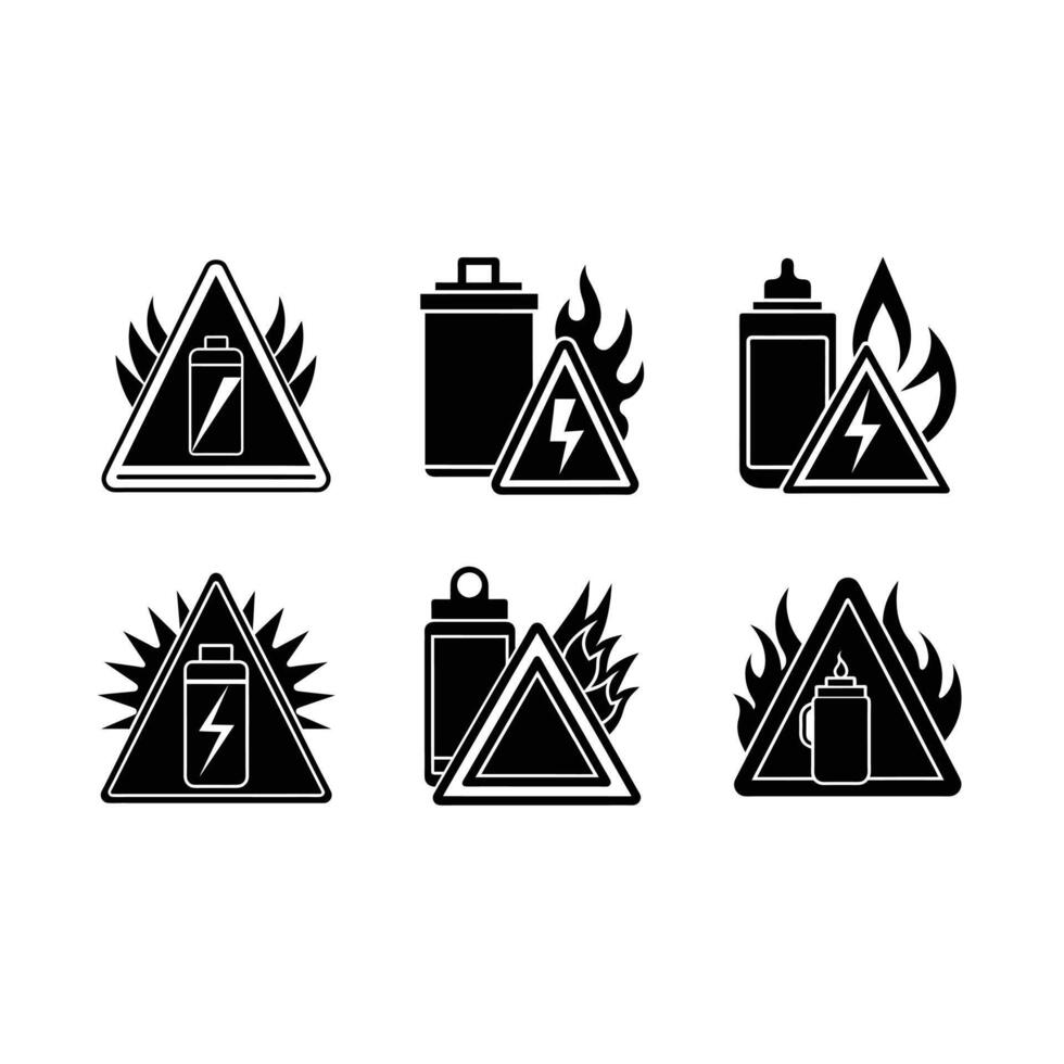 Battery Overheat Warning - Linocut Silhouette Design vector
