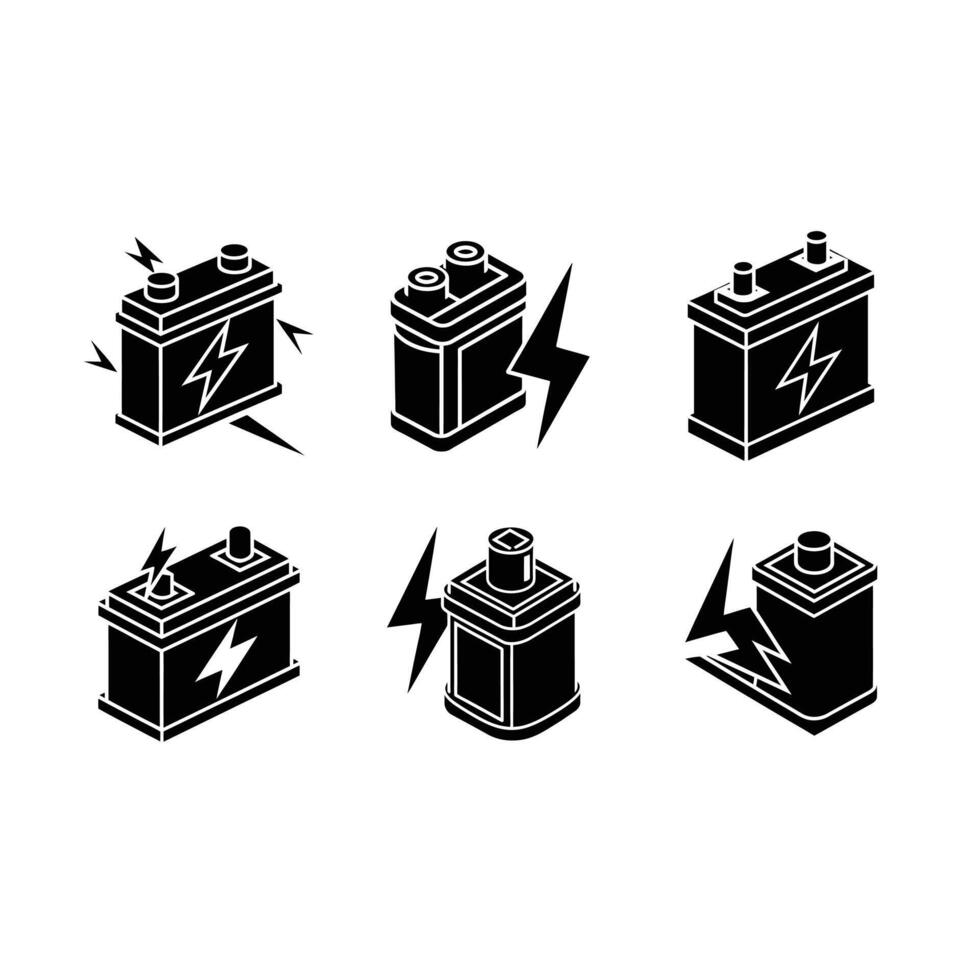 Battery Replacement Design with and Linocut Silhouette vector