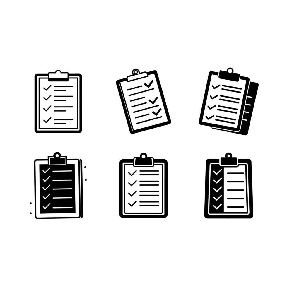 Clipboard with Checkmarks - and Linocut Silhouette Design vector