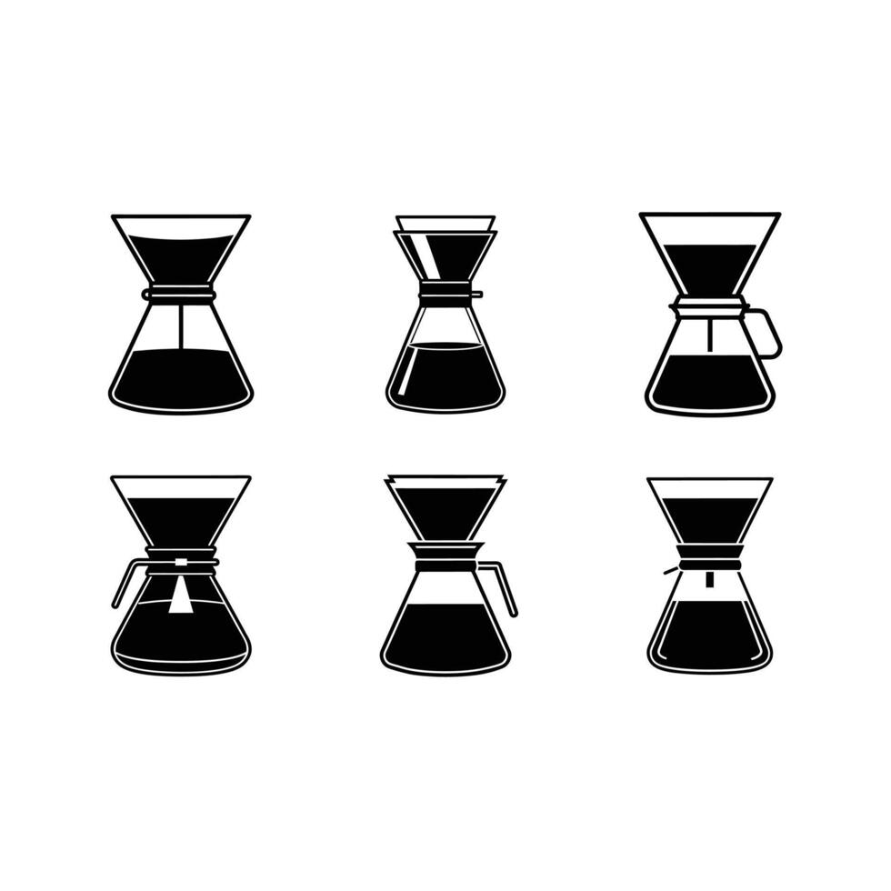 Chemex Coffee Maker Design - and Linocut Silhouette Style vector