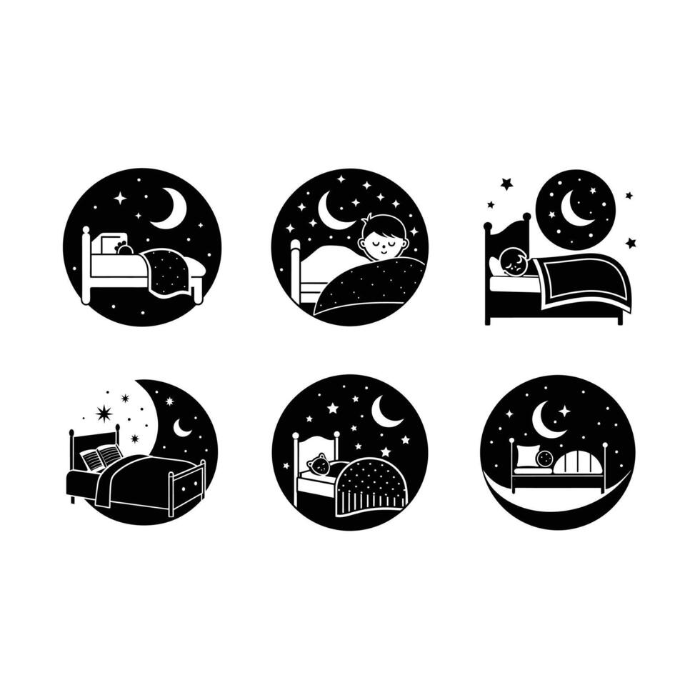 Bedtime Illustration with and Linocut Silhouette Design vector