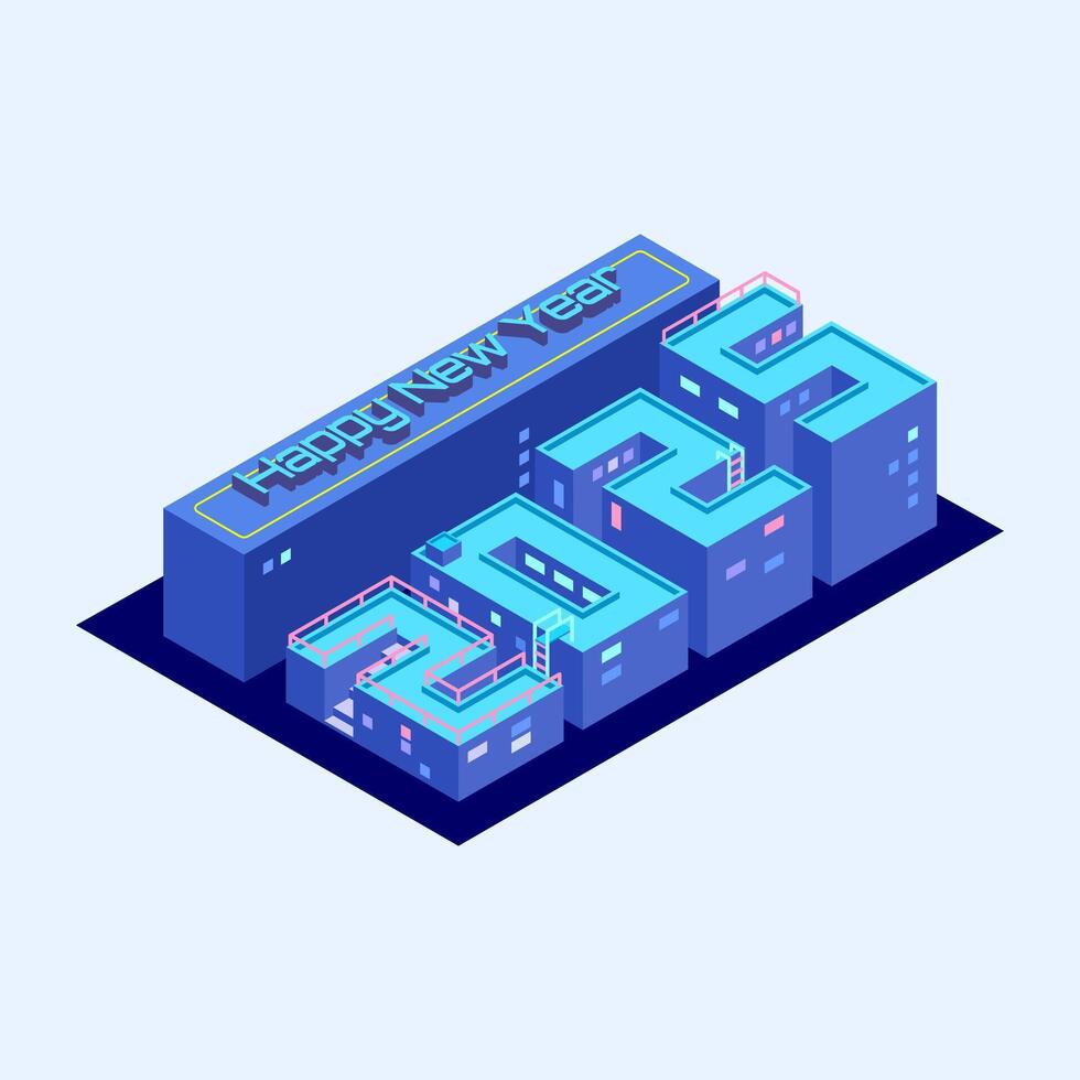 Isometric happy new year 2025 vector