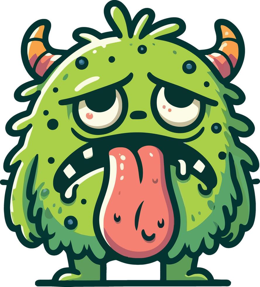 A cartoon green monster with a tongue sticking out vector