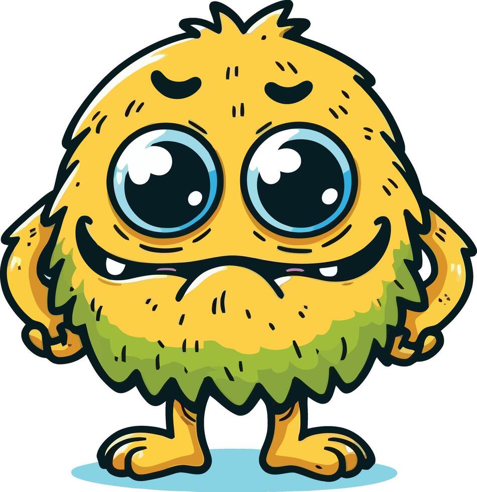 Cartoon monster with big eyes and big mouth vector