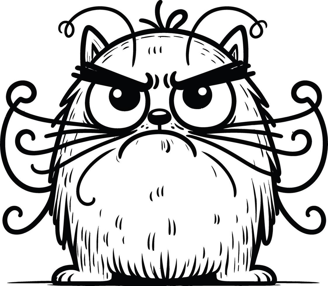 Angry cat cartoon illustration vector