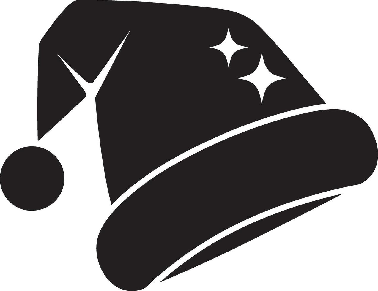 Black and White Christmas Santa Hat Silhouette Vectors