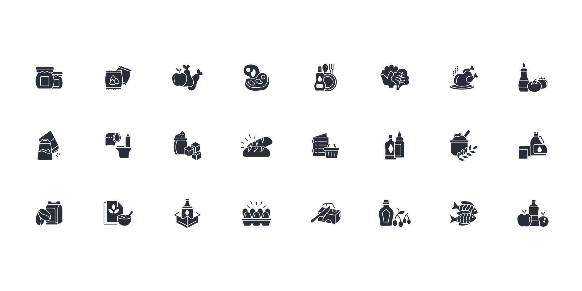 grocery icon set..Editable stroke.linear style sign for use web design,logo.Symbol illustration. vector