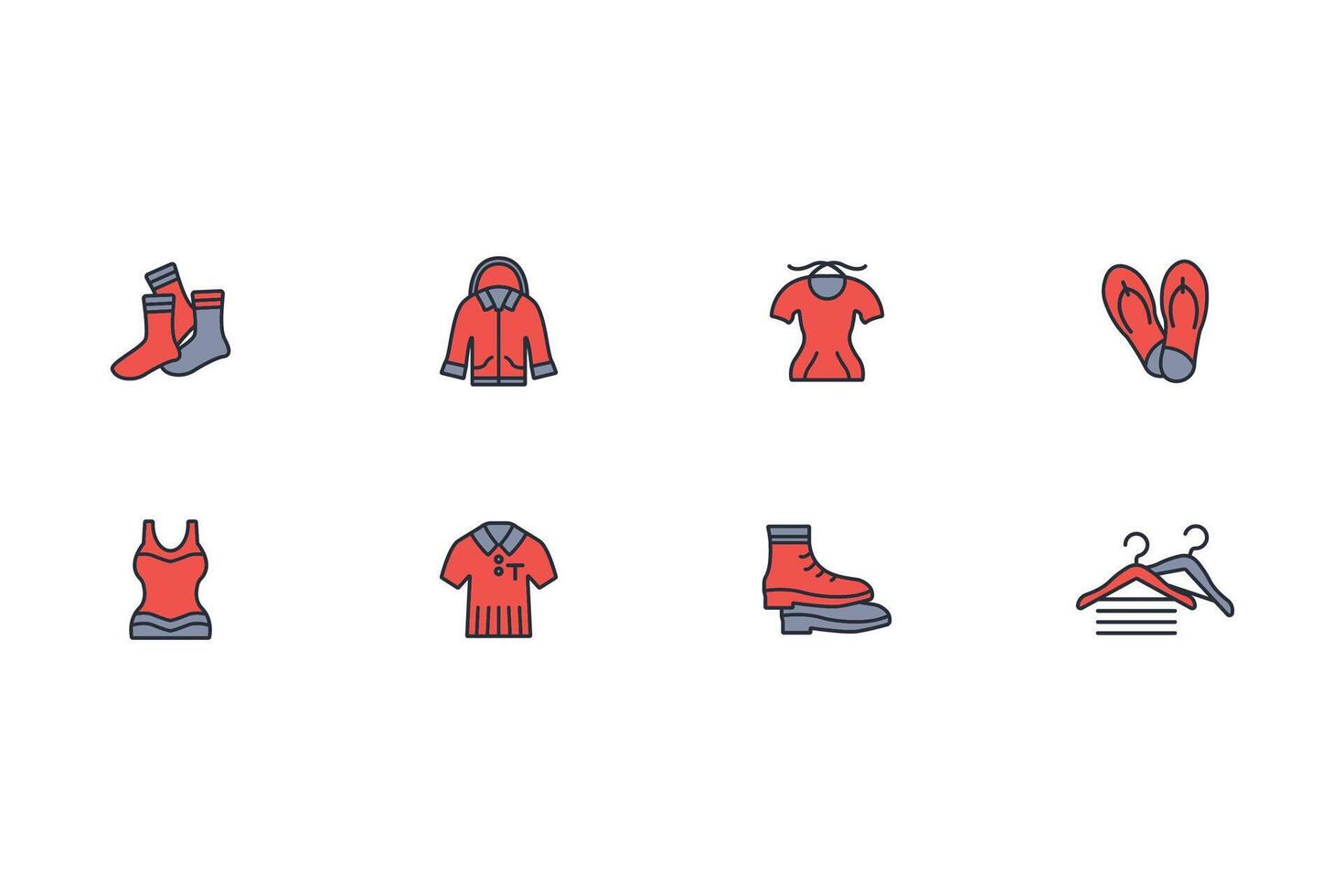 Clothes icon set..Editable stroke.linear style sign for use web design,logo.Symbol illustration. vector