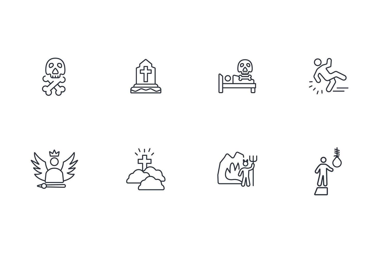 death icon set..Editable stroke.linear style sign for use web design,logo.Symbol illustration. vector