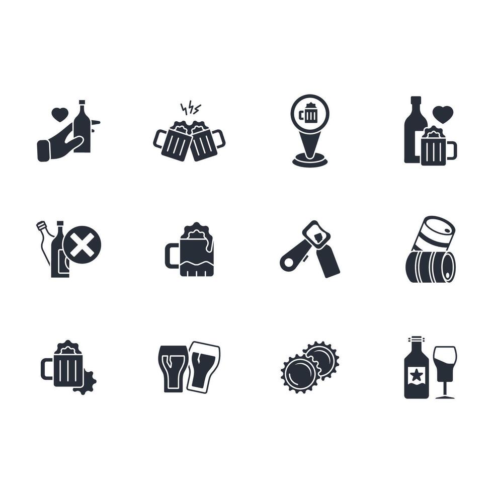 Beer icon set..Editable stroke.linear style sign for use web design,logo.Symbol illustration. vector