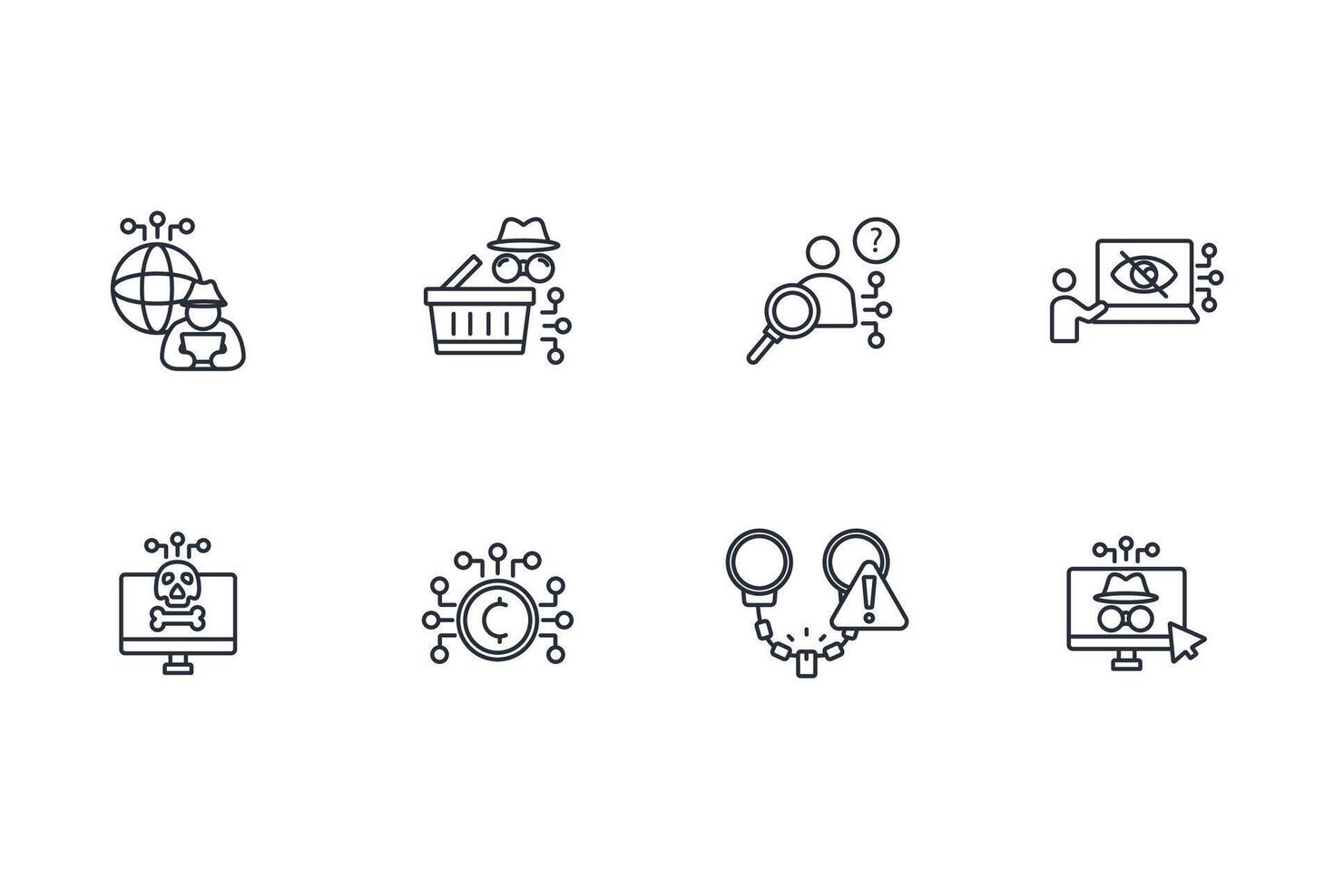 Dark web icon set..Editable stroke.linear style sign for use web design,logo.Symbol illustration. vector