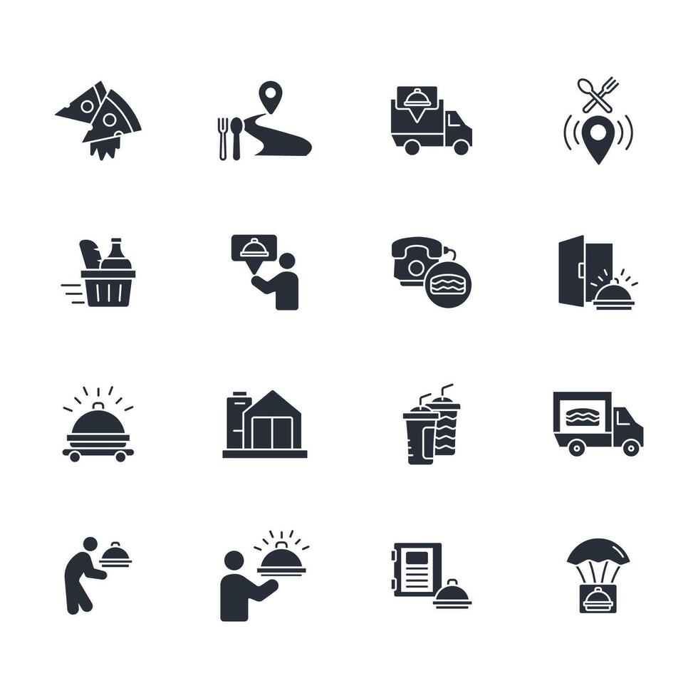 Food delivery icon set..Editable stroke.linear style sign for use web design,logo.Symbol illustration. vector