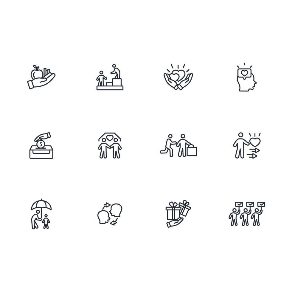 Altruism icon set..Editable stroke.linear style sign for use web design,logo.Symbol illustration. vector