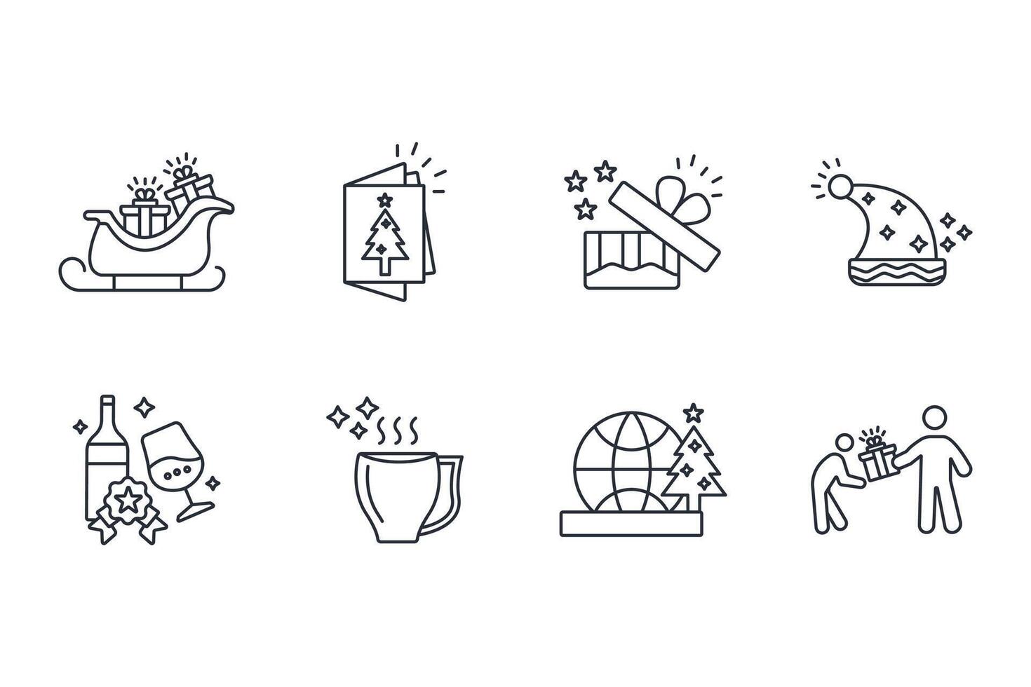 Christmas icon set..Editable stroke.linear style sign for use web design,logo.Symbol illustration. vector