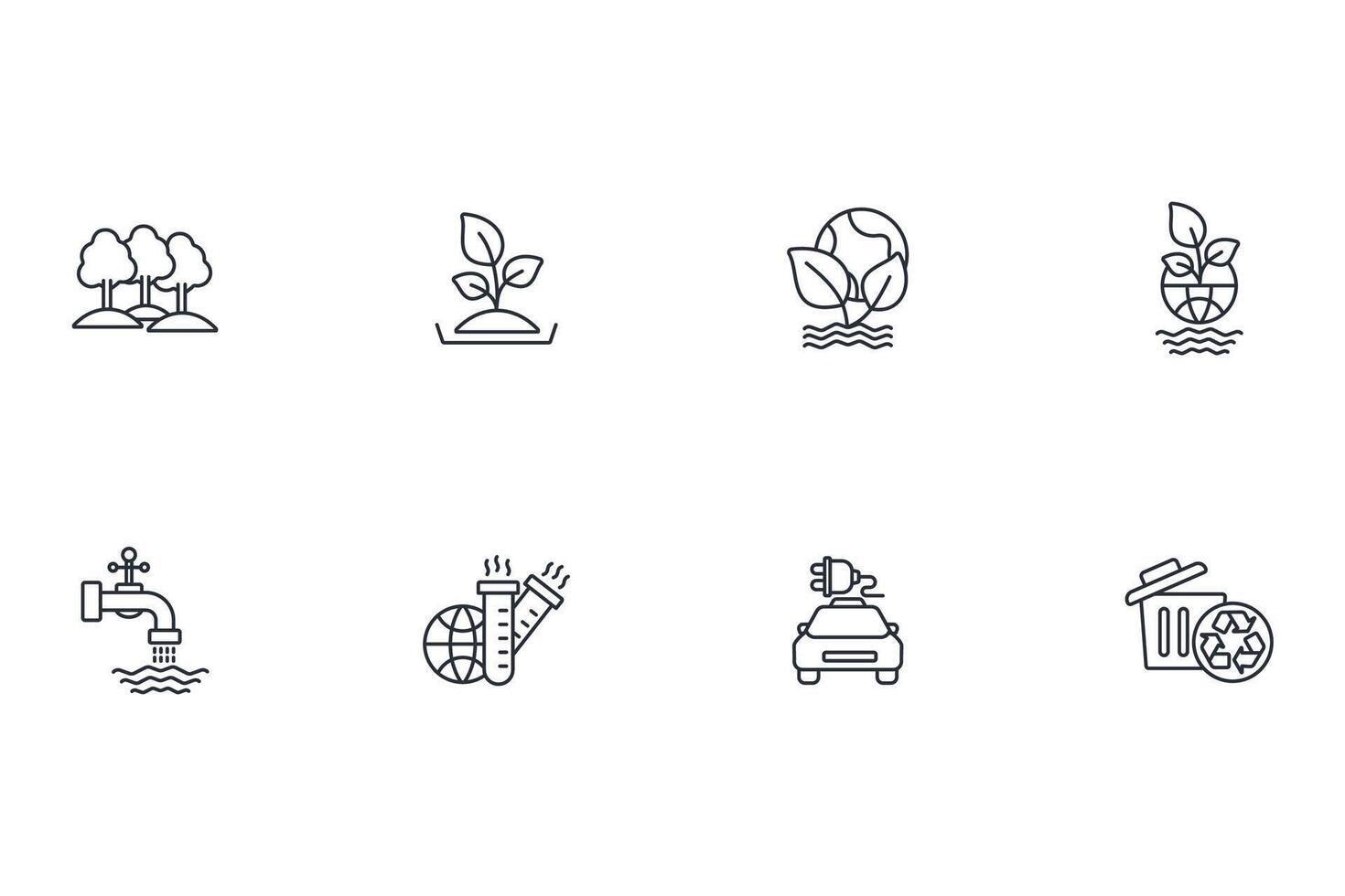 Environment icon set..Editable stroke.linear style sign for use web design,logo.Symbol illustration. vector