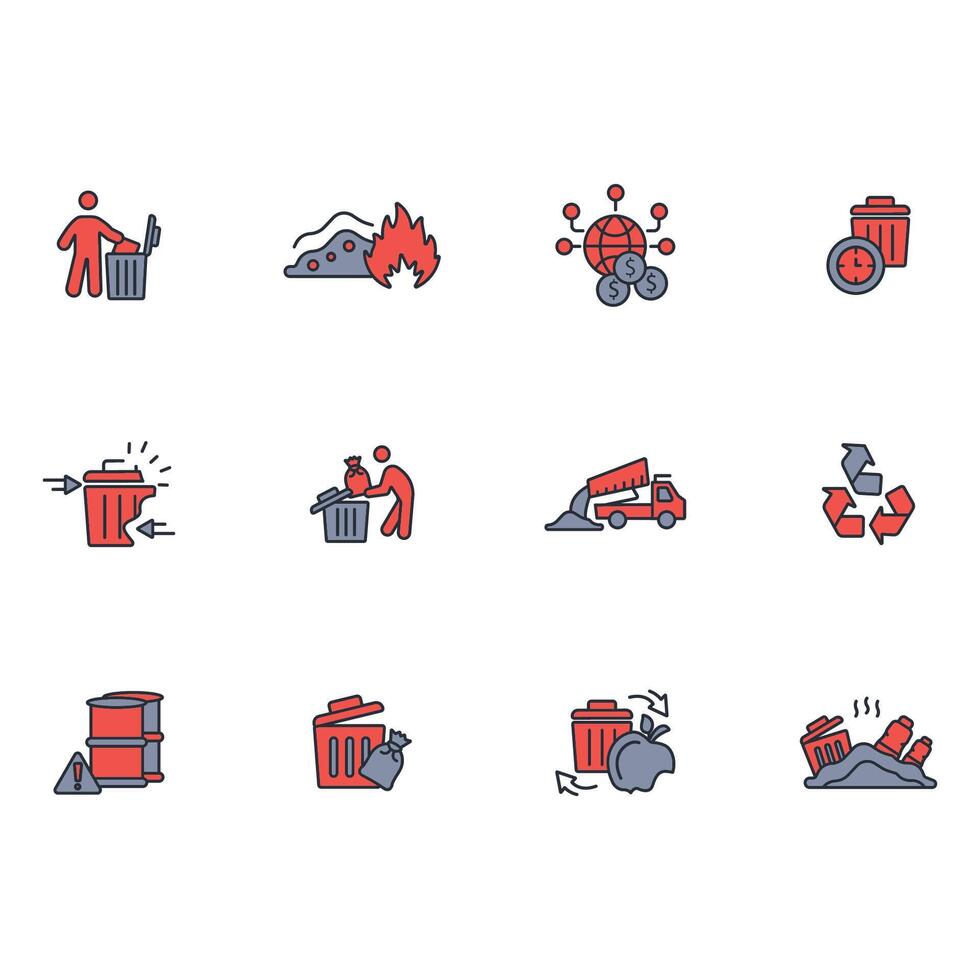 Waste icon set..Editable stroke.linear style sign for use web design,logo.Symbol illustration. vector