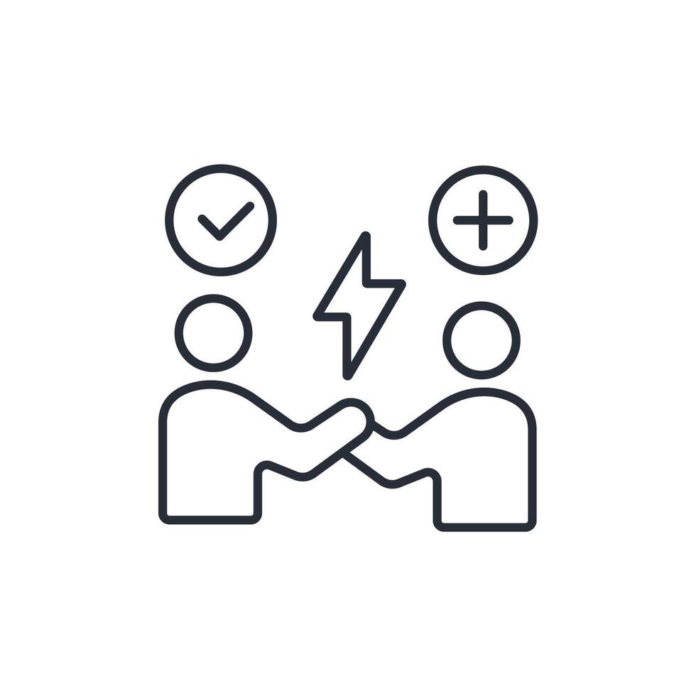 conflict resolution icon. .Editable stroke.linear style sign for use web design,logo.Symbol illustration. vector